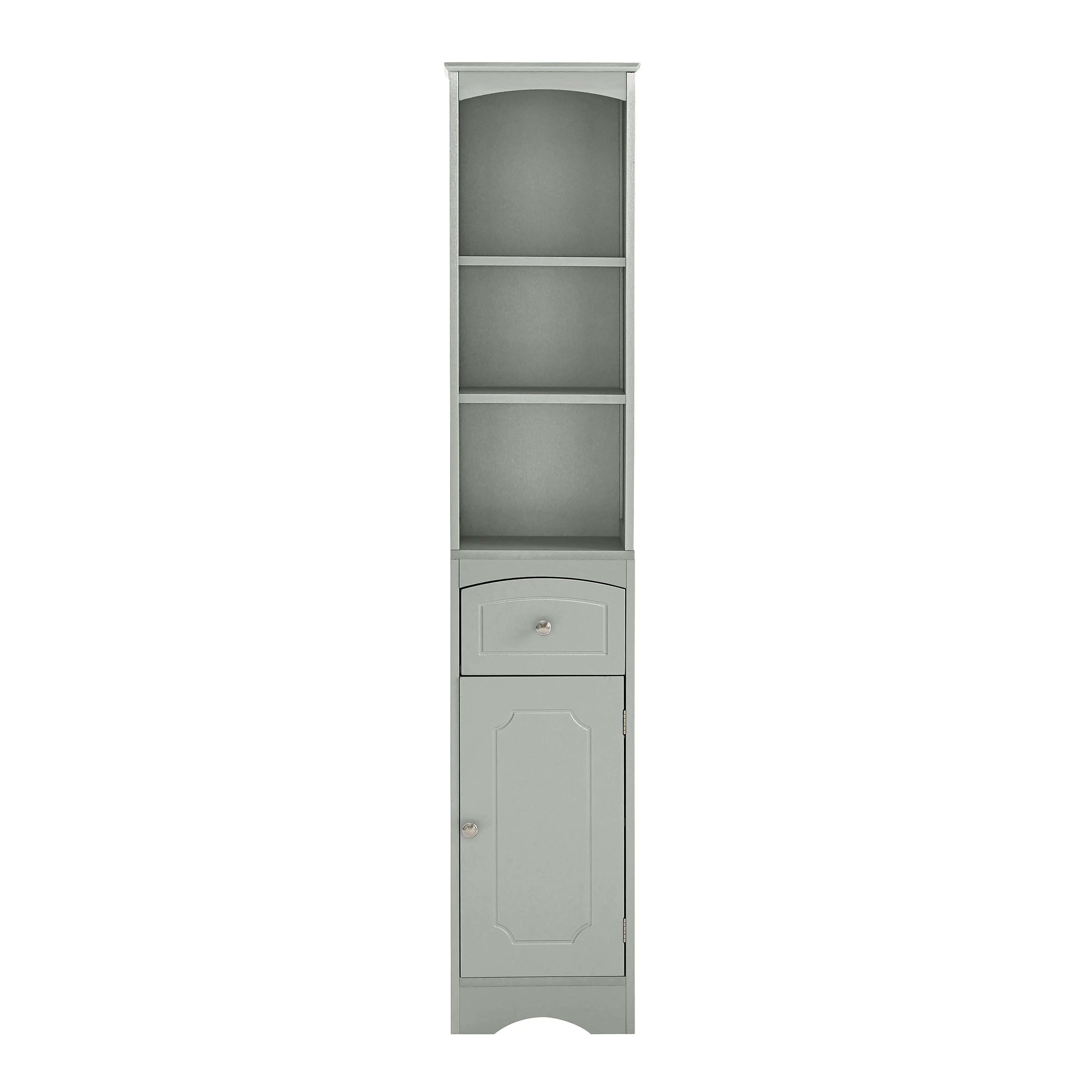 

Freestanding Tall Bathroom Storage Cabinet with Drawer,, Adjustable Shelves, Grey Finish