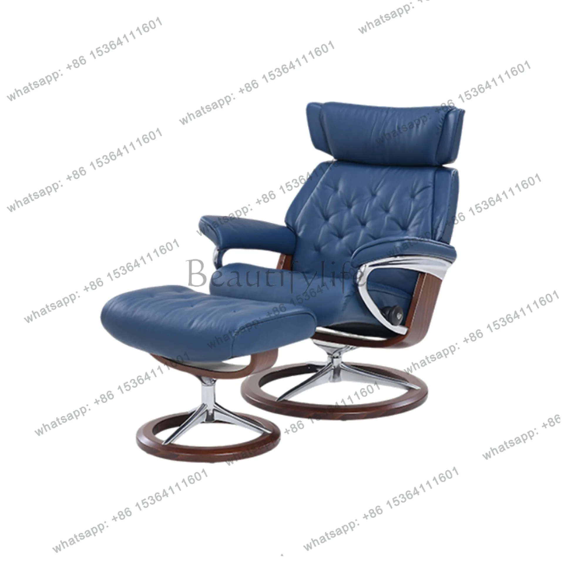 High backrest sofa chair leather leisure chair with pedals lazy living room leisure