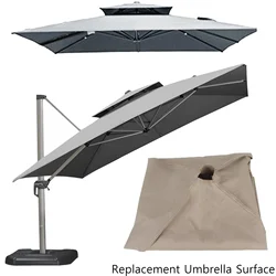 2.9*2.9m Square Replacement Umbrella Surface Rainproof Fabric Cloth Fits for Double Top Outdoor Sunshade Umbrella Roman Umbrella