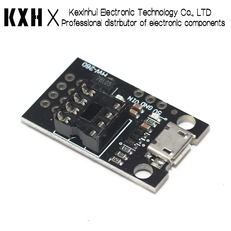 プラグイン可能な ATTINY 開発ボード ATtiny13A/ATtiny25/ATtiny45/ATtiny85 プログラミングエディタマイクロ USB 電源コネクタ