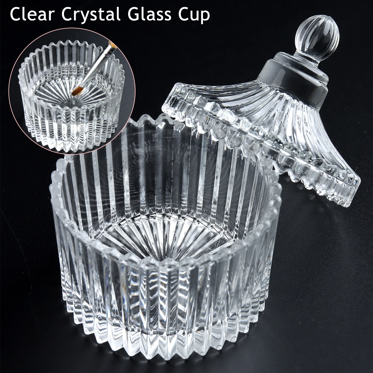 Nail Art Elegan - Recipiente de Cristal Transparente para Uñas