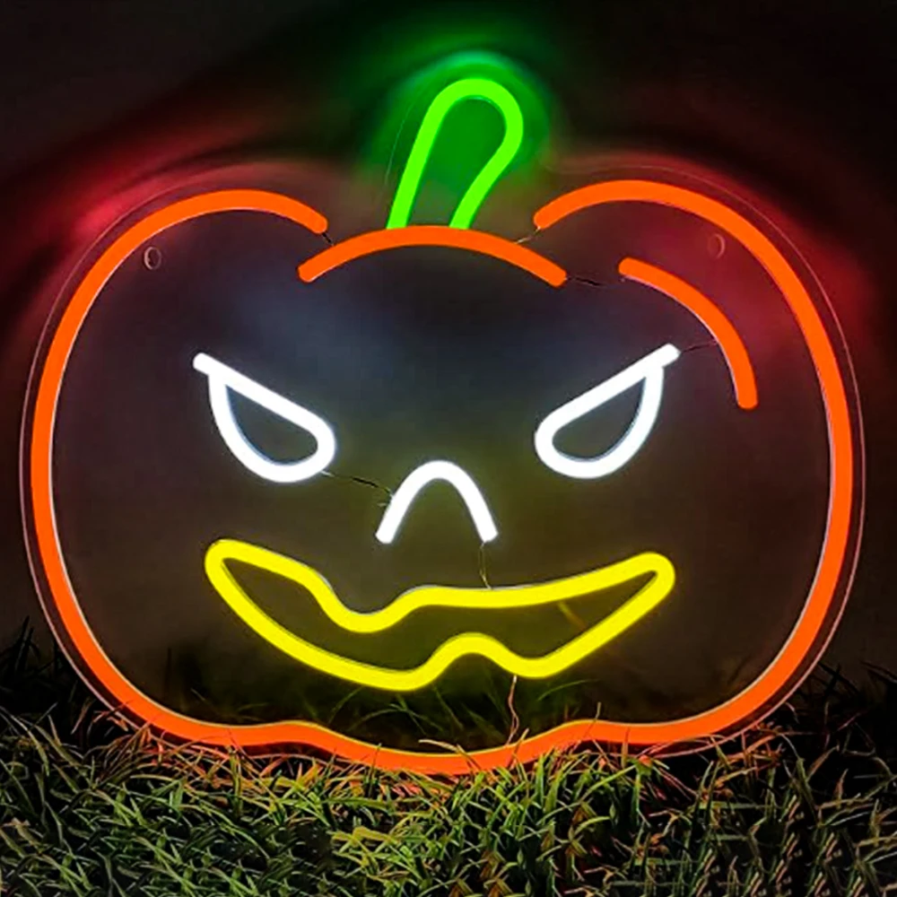 Pumpkin Neon Led Sign Halloween Room Decoration For Party Bedroom Bar Club Dimmable Lights USB Powered Wall Decor Lamp Art Signs