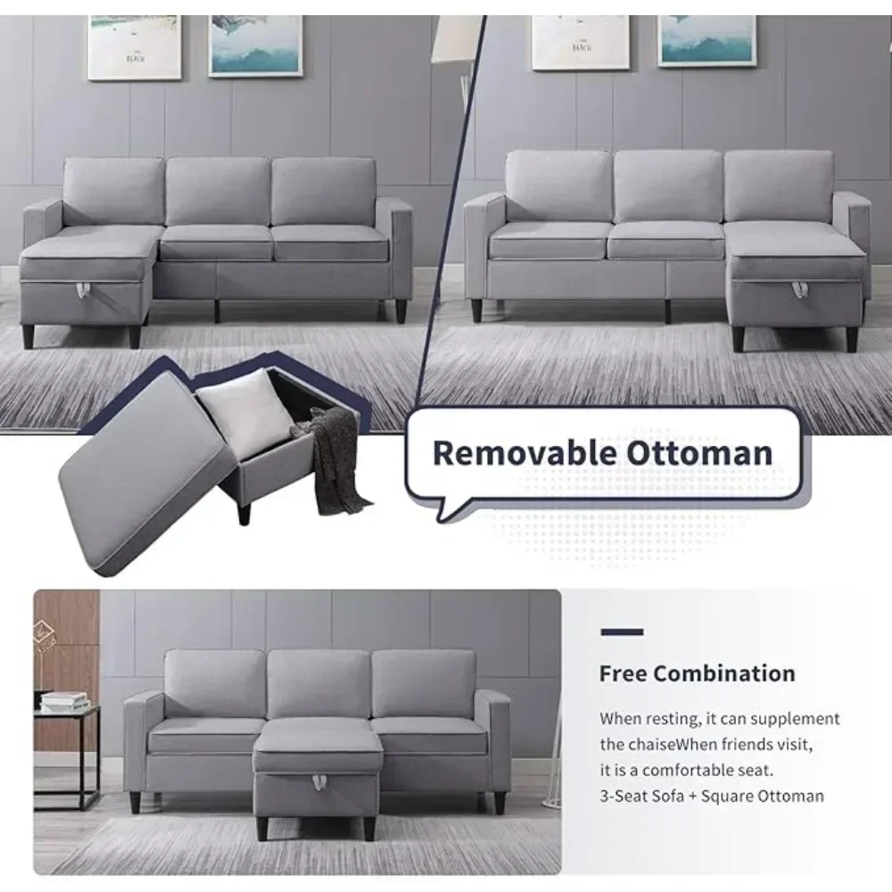 Sofa Set for Living Room, Modural Convertible Loveseat and Sofa Set, Modern Linen Fabric and Loveseat Sofa, Sectional Sofa