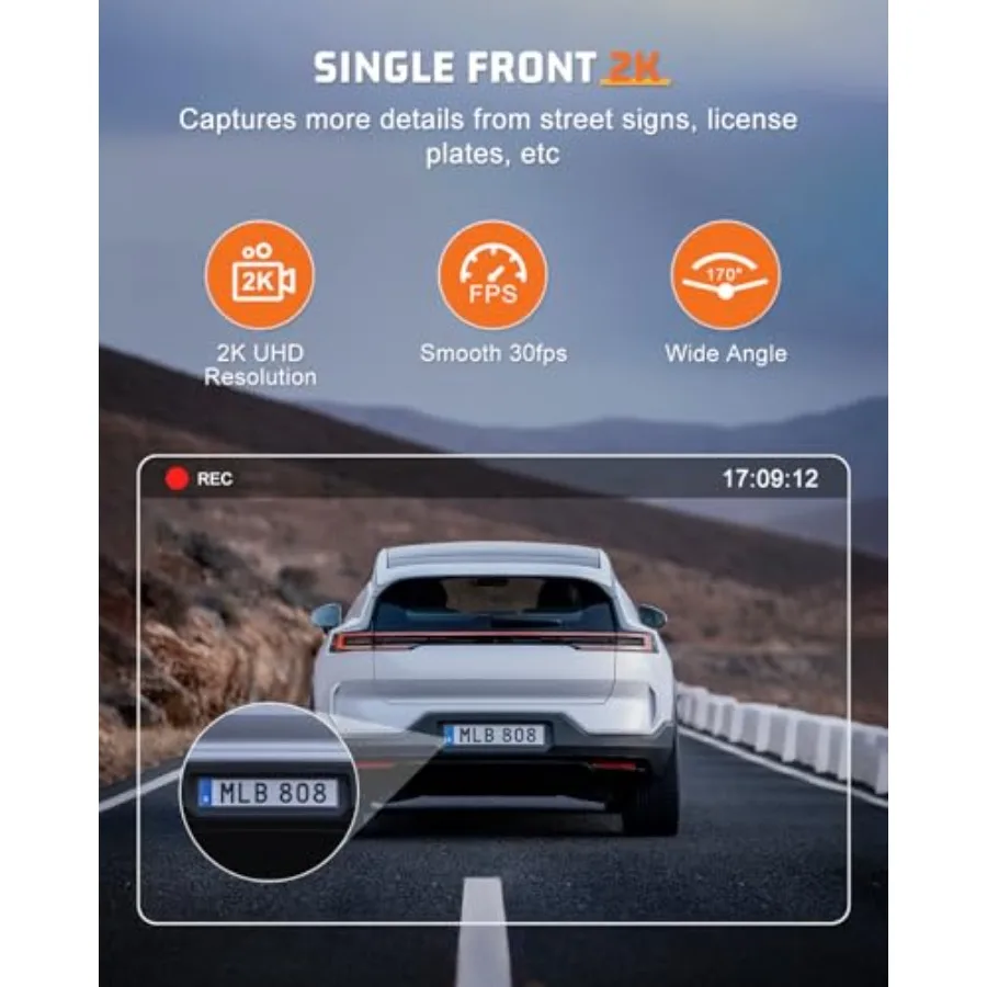 Dash Cam 2K Car Camera, Mini WiFi Dashcam with 32GB SD Card Dash Cam Front, Enhanced Night Vision Dashcams for Car, App Control