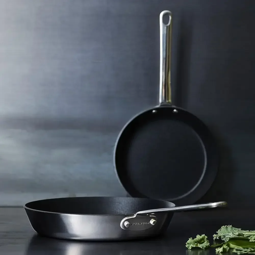 Nonstick Stainless Steel 9.5 & 11 Fry Pan Skillet Set with Lids - Danish Craftmanship