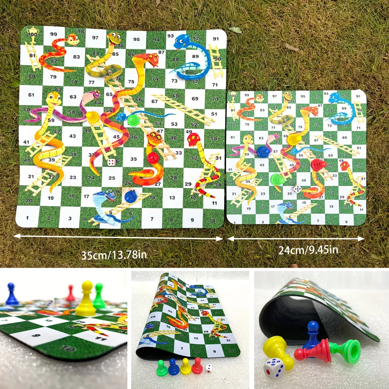 Rubber Snake and Ladder Game Set, Including 35cm and 24cm Versions. Each Set Contains 4pcs, a Dice, a Game Board
