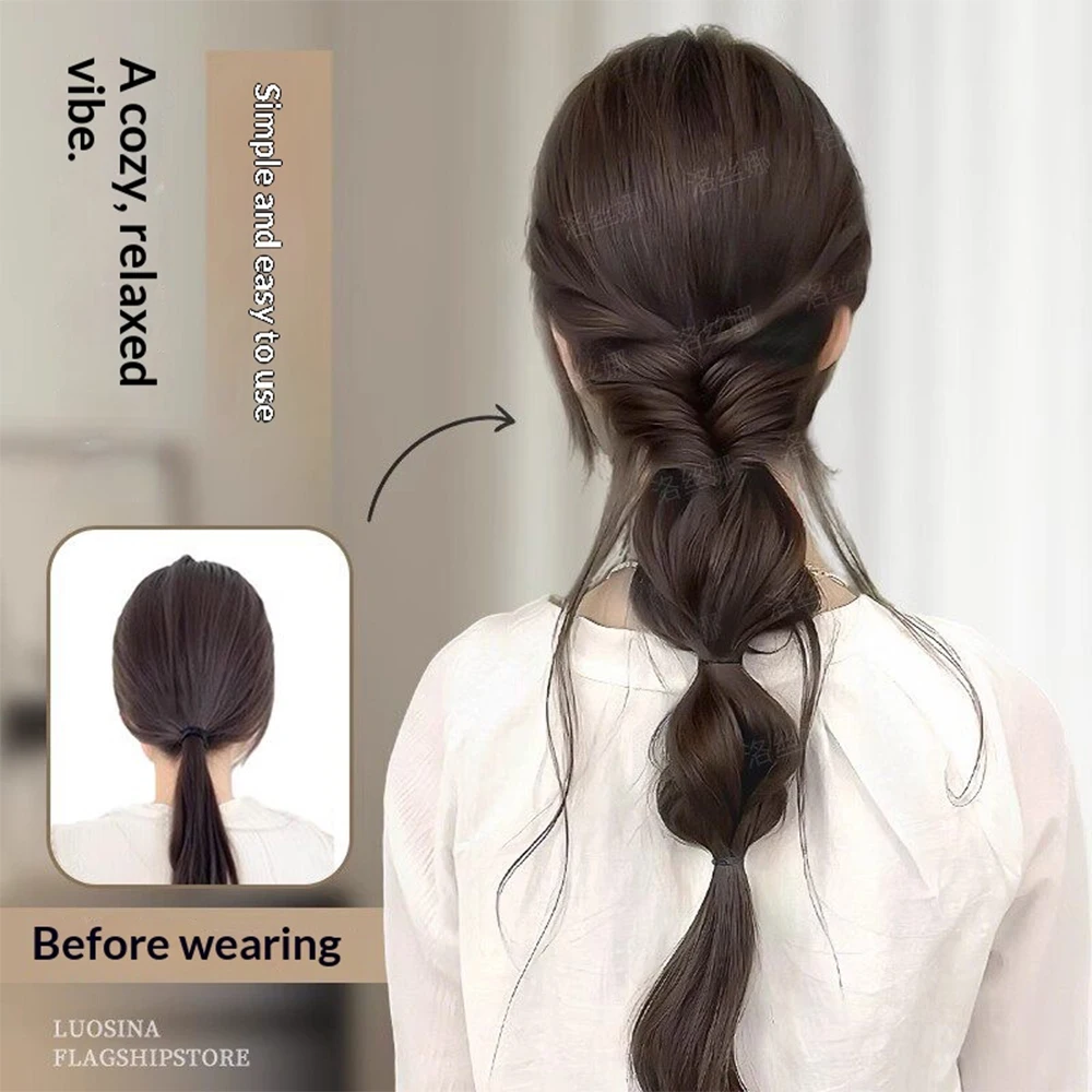 Immagine 3: Clip per capelli a becco d'anatra, coda di cavallo sintetica effetto bolle, resistente al calore, accessori moda per capelli da donna per styling quotidiano e feste