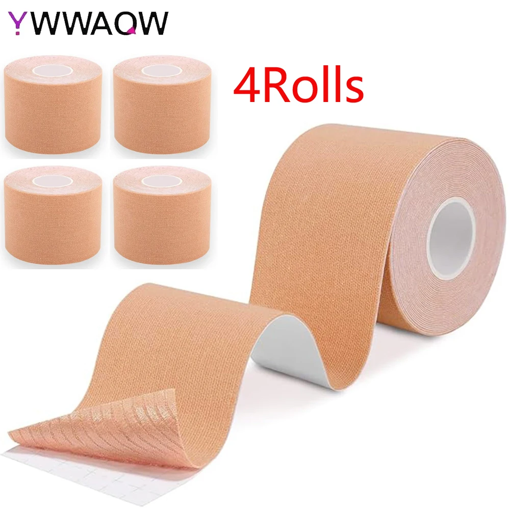 4Rolls Kinesiology Tape 5cm X 5m, Waterproof Athletic Tape for Pain Relief, Elastic Supports Tapes for Ankle Wrists Knees Joints