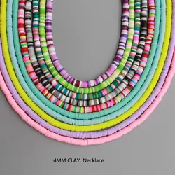 4mm Bohemian Colorful  Choker Summer Rainbow  Chain  Vintage Beads Clay Handmade Necklace For Women Girls Collar Femme Jewelry