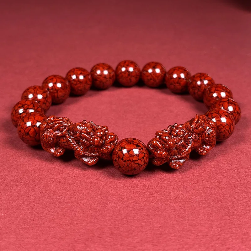 

Crystal Cinnabar Pixiu Bracelet, Ethnic Style, Lucky Jewelry, Men's and Women's Fashion Jewelry.