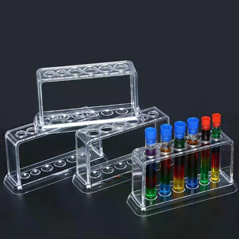 

NEW Plastic Clear Test Tube Rack 6 Holes Stand Lab Test Tube Stand Shelf