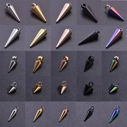 5Pcs/Lot Stainless Steel Pointed Circular Cone Bullet Spike Charms Diy Kpop Styles Geometric Rivet Men Pendant Earrings Jewelry