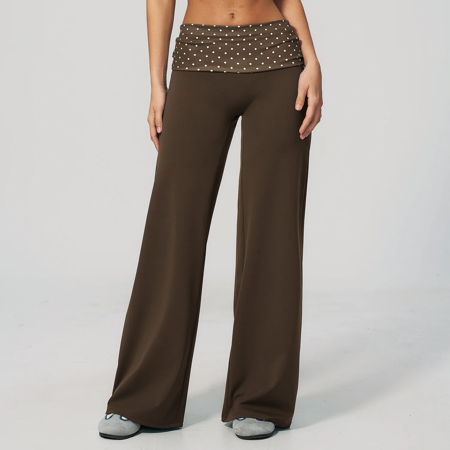 Fold Over Waist Yoga Pants Flare Leggings Women High Waist Wide Leg Pants Women Gym Fitness Sports Flared Pant Dance Trousers