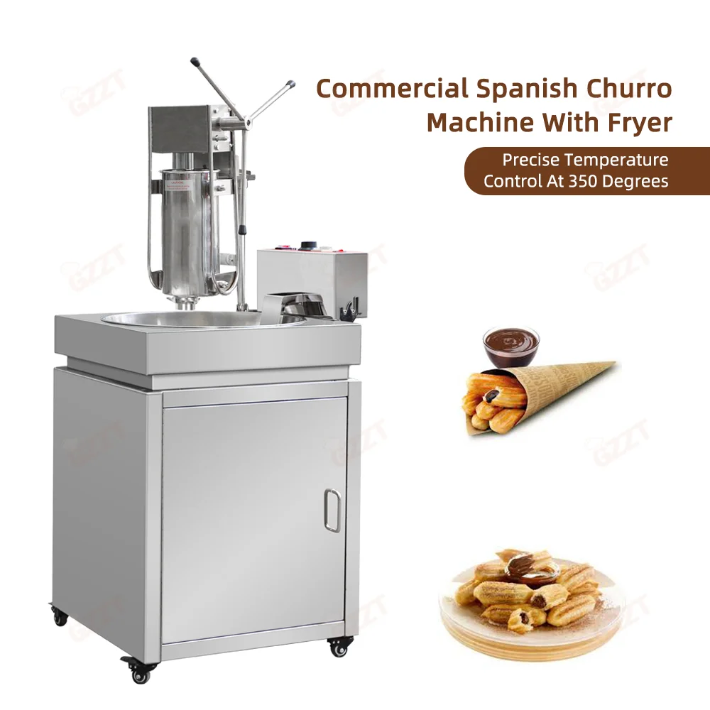 5L Vertical Spanish Churros Maker With Fryer Commercial Manual Churros Machine Maquina De Churros Snack Machine With 30L Fryer
