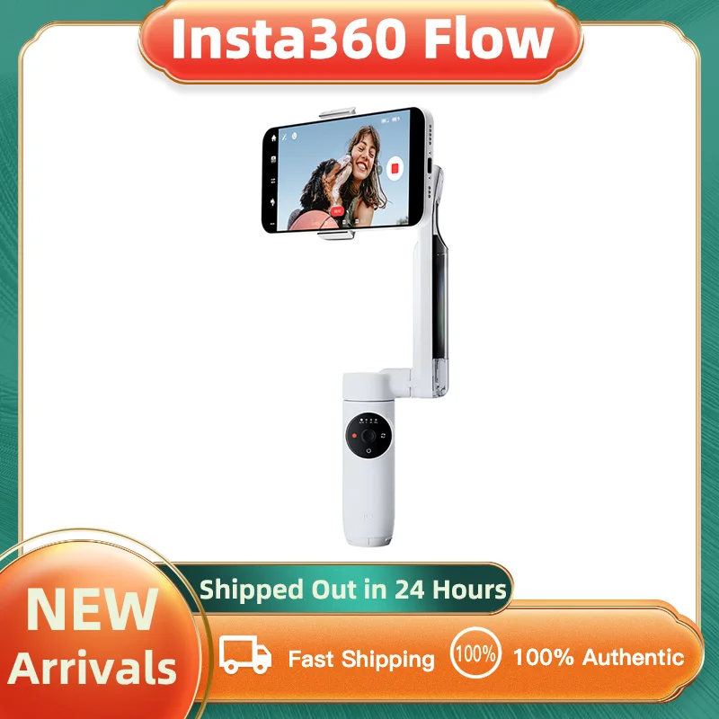 Insta360 Flow Smartphone Gimbal Stabilizer, 3-Axis AI-Powered Phone Stabilizer, Built-In Extension Rod, Portable and Foldable