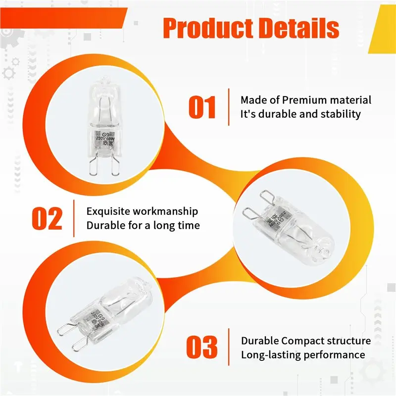 ABWR-20Pcs G9 Halogen Light Bulbs, Clear Halogen Lamps Dimmable,Warm White 2800K For Chandeliers,Pendants,Landscape Lights