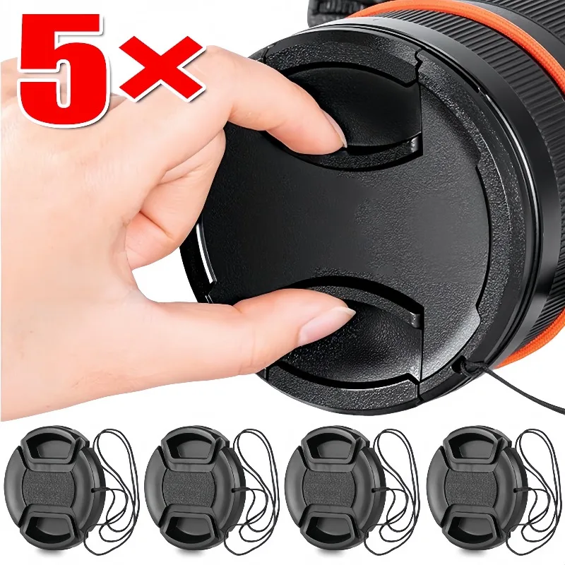 Universal Lens Cap 49 52 55 58 62mm Center Pinch Snap on Front Cap Cover for DSLR Camera Lens Protector Protective Accessories