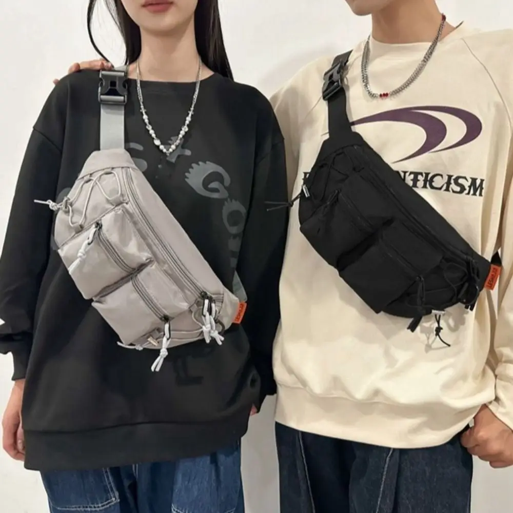 

Simple Nylon Men Waist Bag Y2k Large Capacity Multi-pocket Chest Bag Adjustable Strap Crossbody Bag Sports Fanny Pack Outdoor