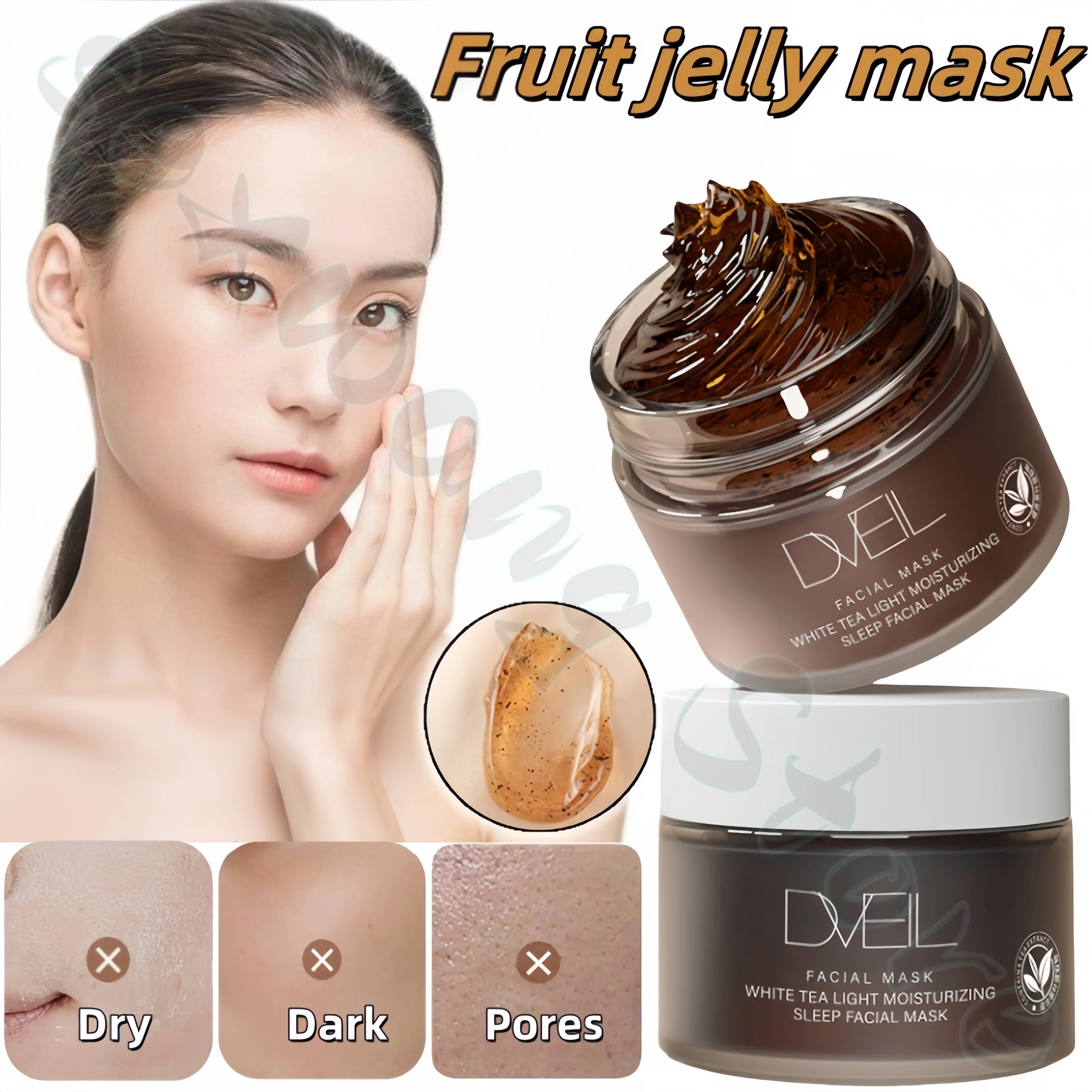 White tea shiny and moisturizing sleeping mask hydrating and moisturizing apply elastic and smoothing fruit jelly mask 100g