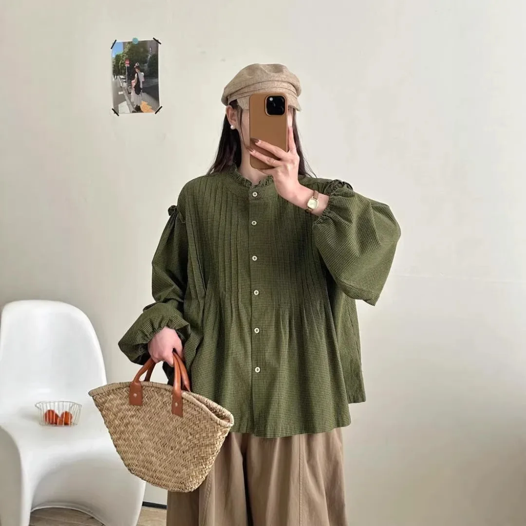 

Новинка SuperAen: Повседневные топы в корейском стиле с кружевом, плиссированные, с длинными рукавами, с круглым вырезом, на пуговицах, с принтом в виде съедобных грибов