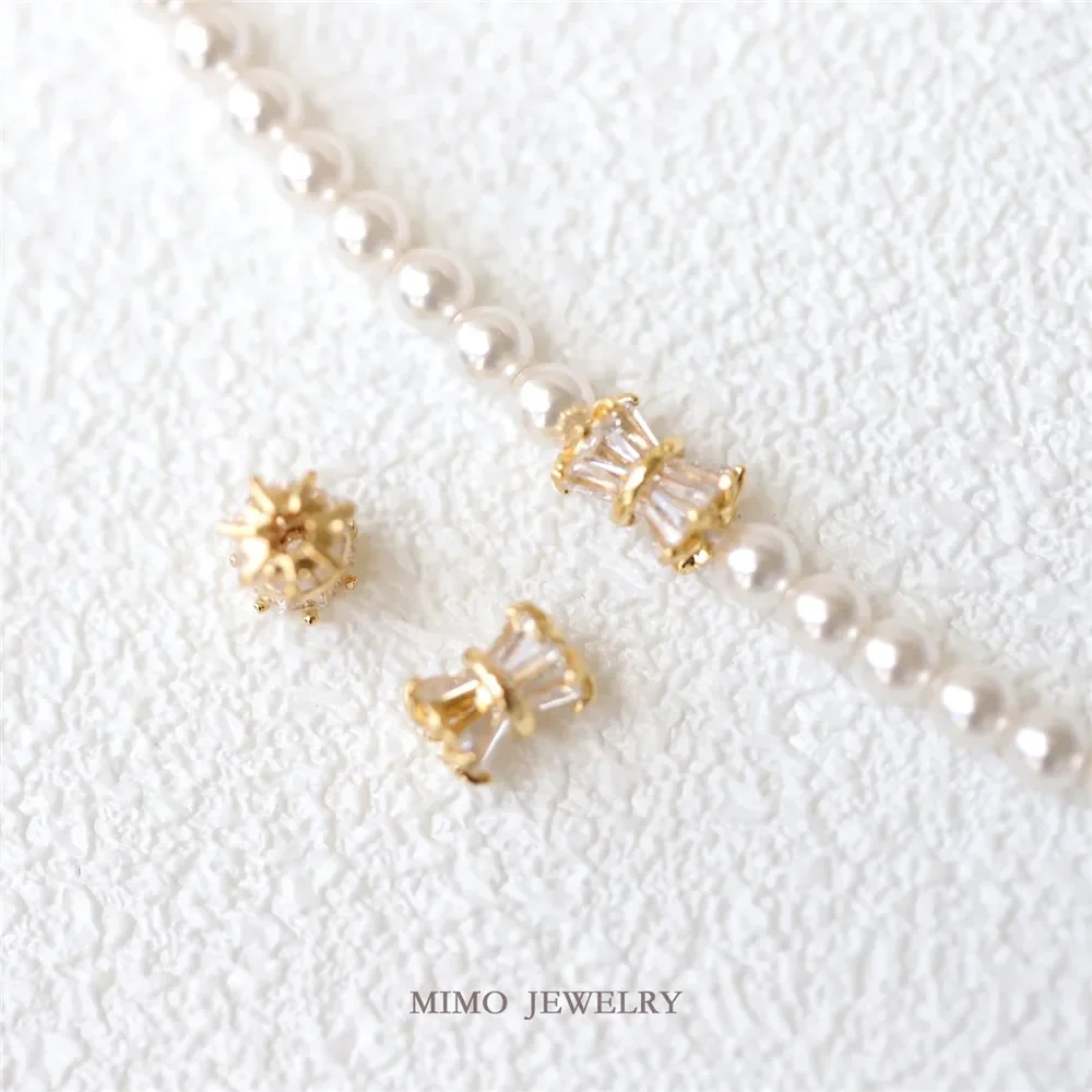 

Copper Plated Real Gold Micro Set Zircon Small Waist Clipper Card Bead Pendant DIY Hand Accessories