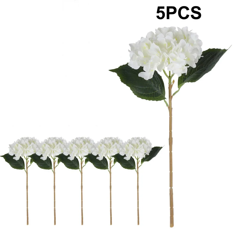 White Artificial Hydrangea Flowers Real Touch Artificial Hydrangea Branches Decoration Wedding Bouquet Flower Arrangement