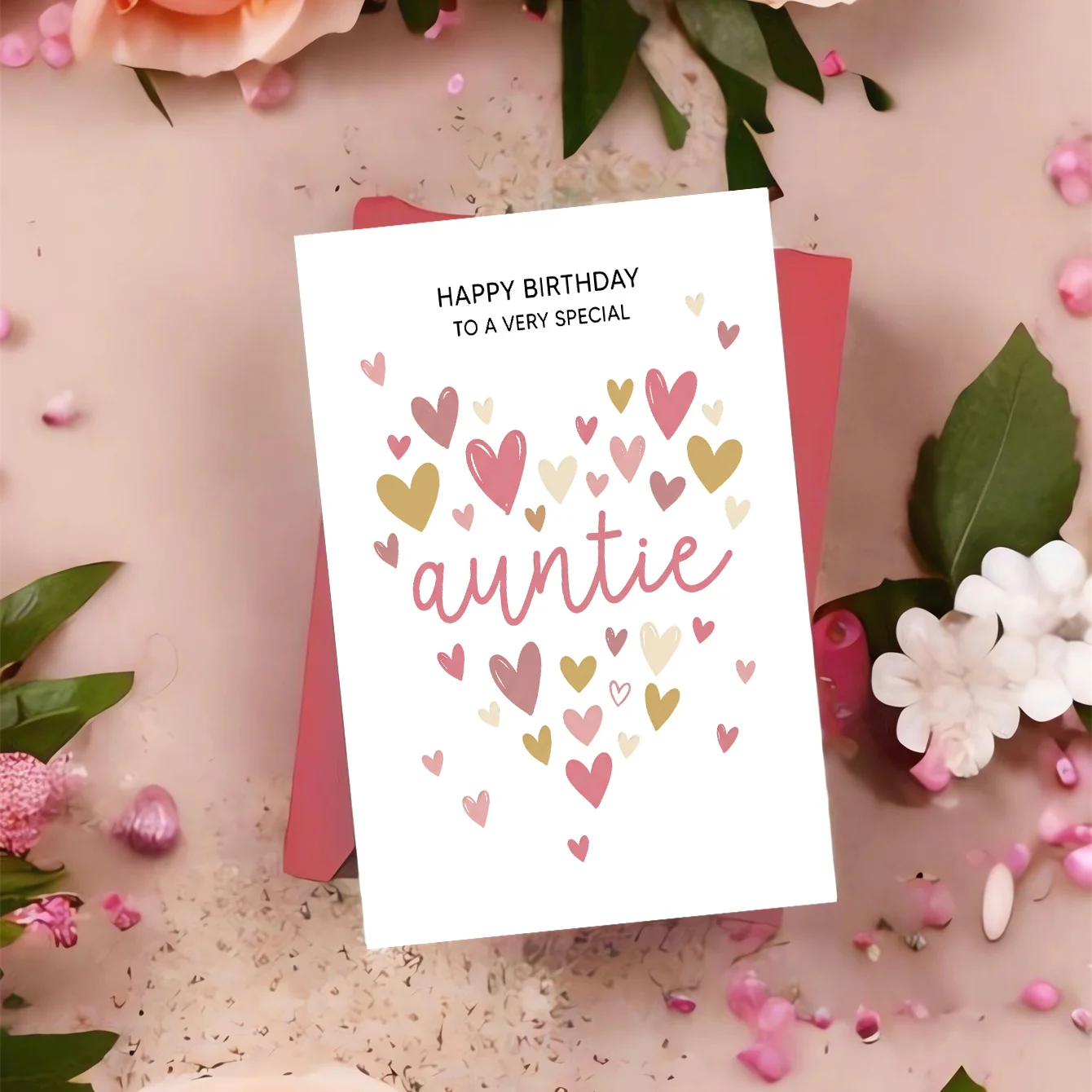 Ins Simple Love Elderly Birthday Card for Auntie and Aunt Gentle English Message Card