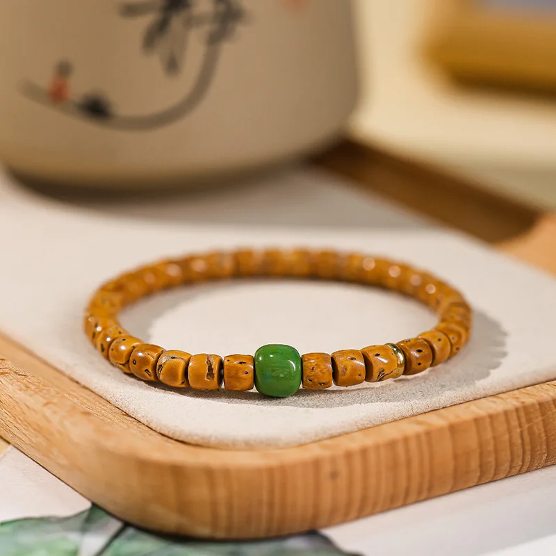 

Natural Wild Olive Pit Tip Wall Straight Cut Single Circle Bracelet for Men and Women Prayer Beads Wristband Gifts