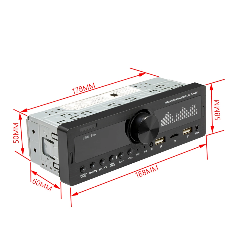 1 DIN راديو السيارة SWM-80A الصوت نسخة محدد السيارات ستيريو في الهواء الطلق بلوتوث متوافق TF USB AUX-في قطع غيار السيارات الشخصية الديكور