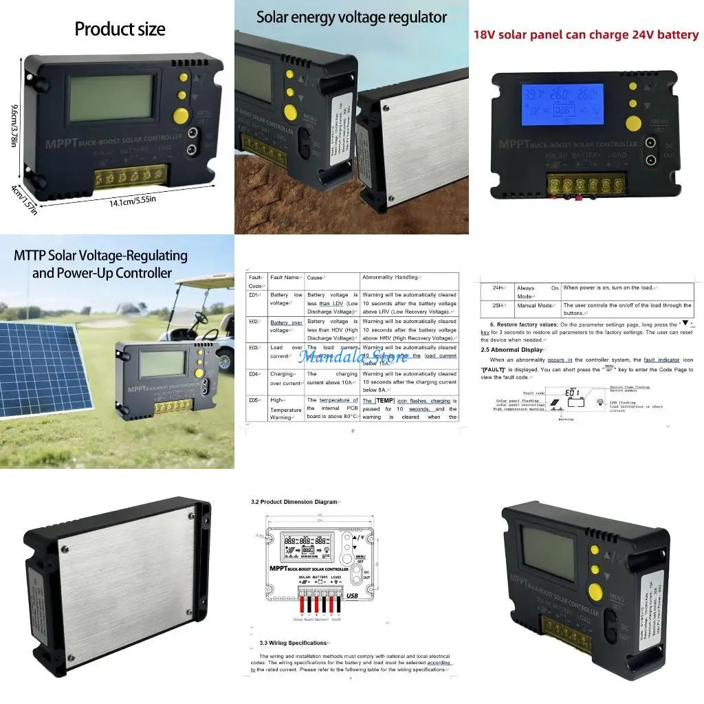 

U2JC Эффективный MPPT солнечный менеджер сборов 12 В 24 В автоматическое регулирование потенциальной эффективной мощности