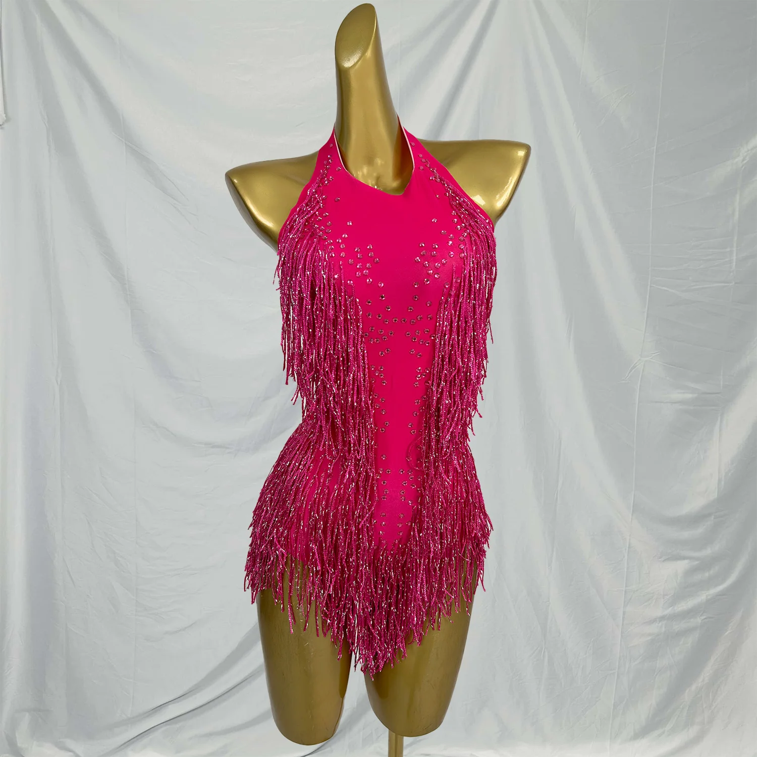 Xinliusu 9-Farben-Trikot mit glitzernden Diamanten und Quasten, Nachtclub, Tanzshow, Bühnenkleidung, Stretch-Body, Party, Sängerin-Outfit