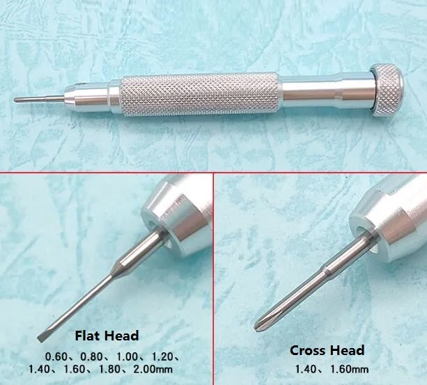 Ball Bearing Watch Repair Screwdriver with Set of 0.6mm to 2.0mm Blades and Big Alloy Handle for Watch Repair W5273