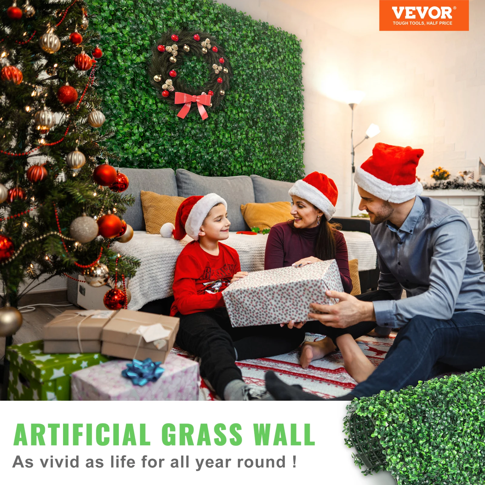 VEVOR Artificial Boxwood Panel 24pcs Fake Hedge Wall Panels 20