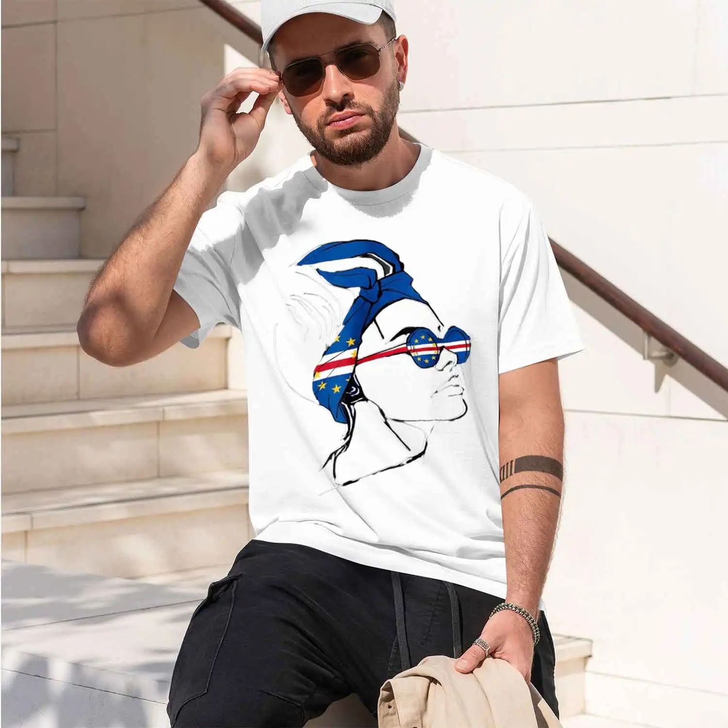Ce Verde Roots Cabo Verde Ce Verdean Flag T-Shirt Gifts for Men lized T-shirt Summer s 2026 New Model Short-sleeve crewneck T-Sh