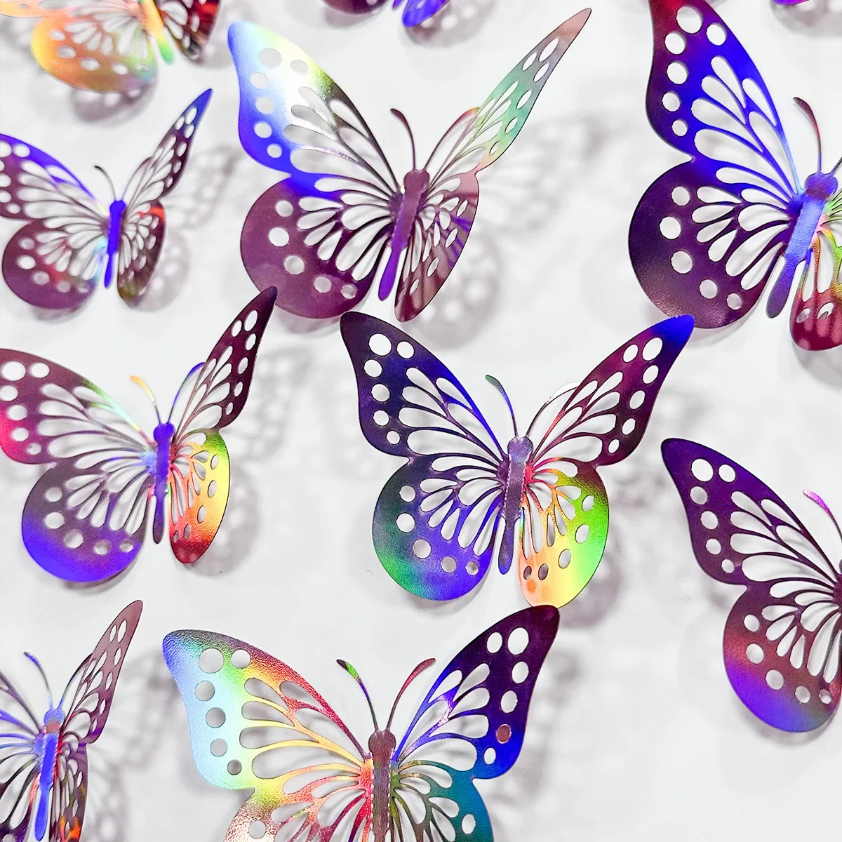 

60 Pieces/Pack 3D Colorful Silver Butterflies DIY Wedding Celebration Party Balloons Atmosphere Decoration Premium Stickers