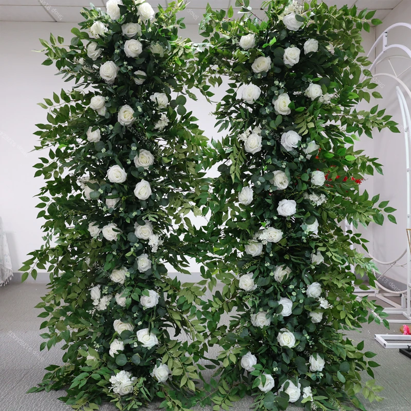 

Artificial Rose Eucalyptus Leaves Road Lead Floor Flower Row Wedding party Welcome Sign Prop Centerpiece table Decor Flower Ball