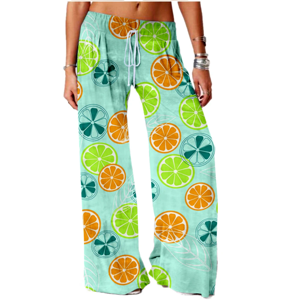 Women Lemon Print Wide Leg Pants Fashion Bottoms Streetwear Casual Trousers SOJINM Women Baggy Sweatpants Joggers  штани 2XL