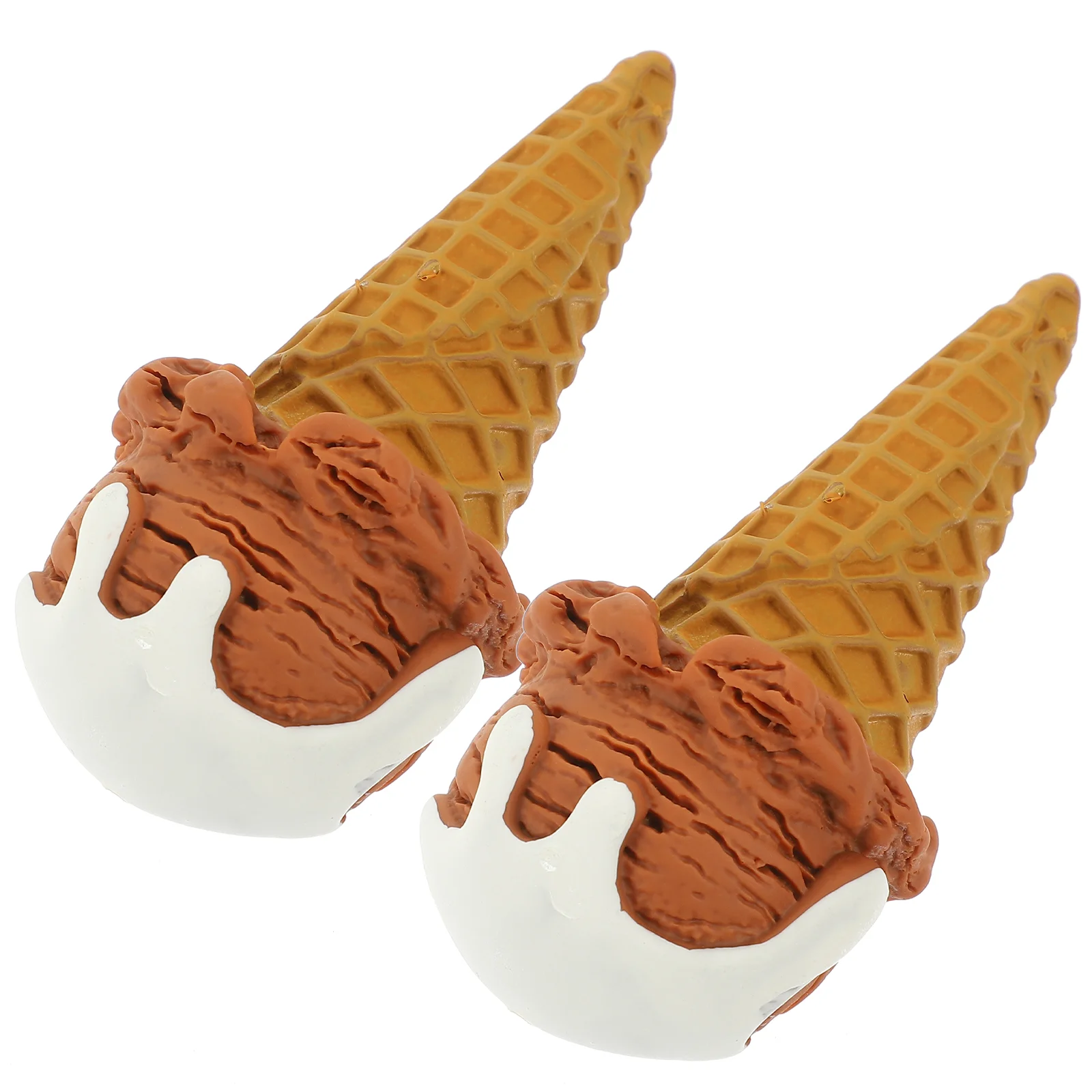 2 Pcs Large Simulated Ice Cream Mold Fake Resin Props Dessert Shop Display Accessories