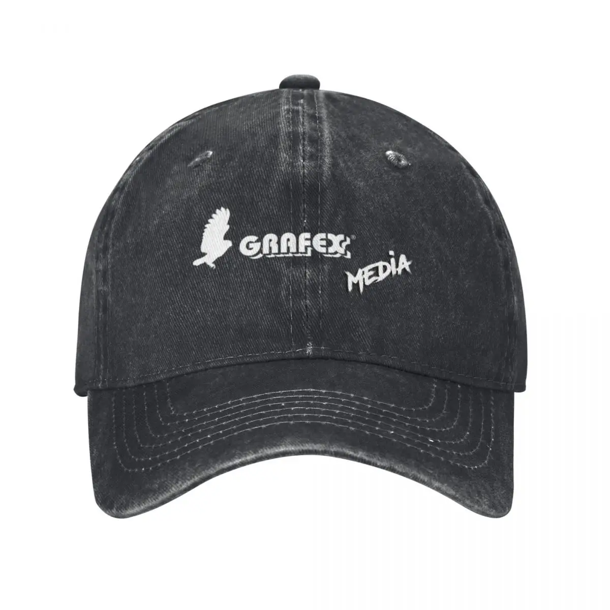 GRAFEX Media Logo (white) Baseball Caps Vintage Denim Washed Headwear Unisex Style Outdoor Running Hats