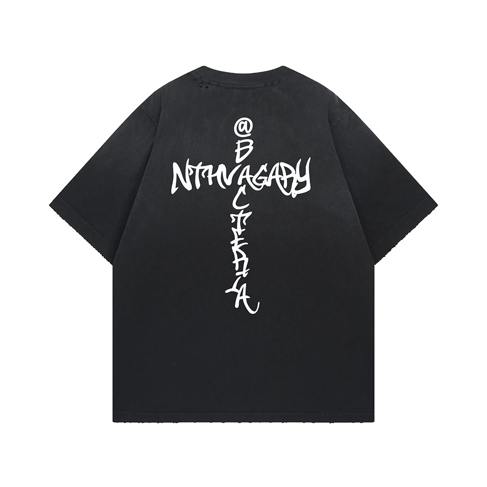 

Retro Washed Oversized T-shirt Men Clothing Hip Hop Y2k T Shirts High Quality Short Sleeve Letter Printed Tees 2026 New In Tops