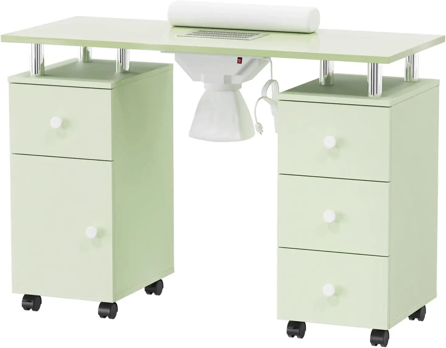 Manicure Table Nail Desk for Nail Tech, Nail Table Station w/Electric Dust Collector, Makeup Beauty Salon Storage Acetone