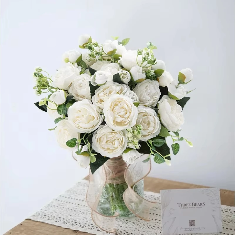 Seidenrosen Künstliche Blumen Pfingstrosen für Garten Hochzeit Kranz Brautstrauß Valentinstag Dekoration Heim Zimmer Tisch Geschenkbox Requisiten