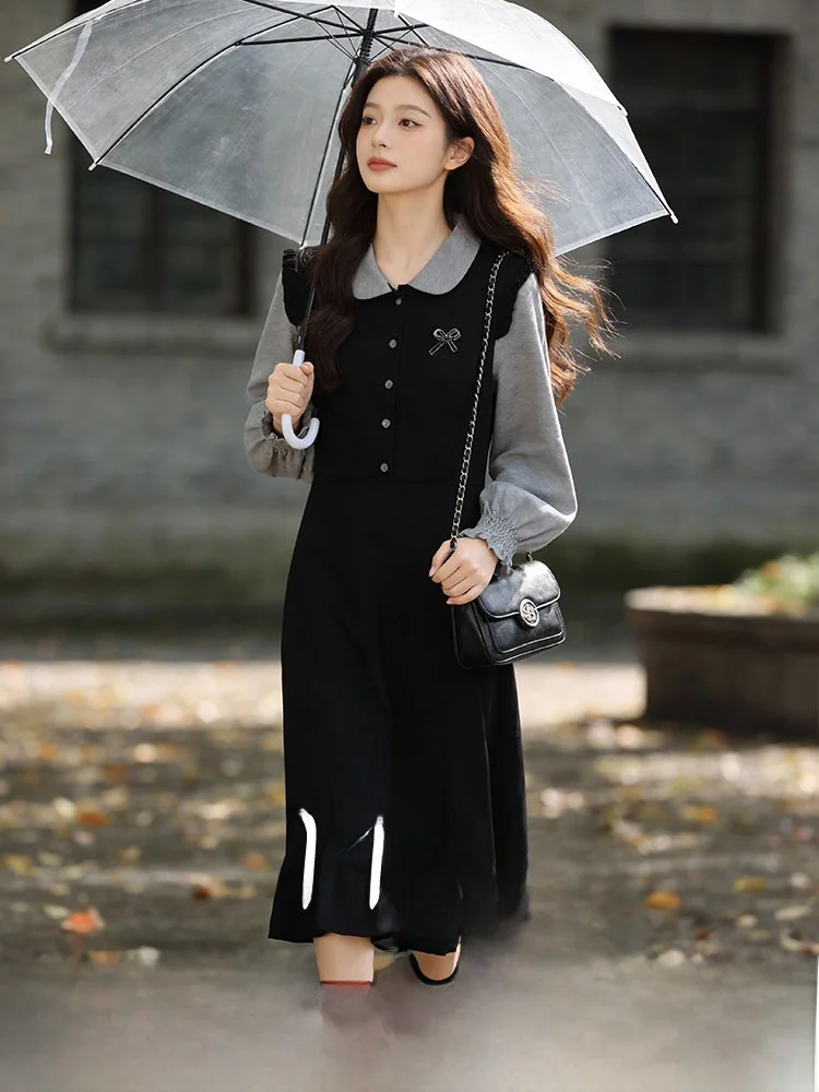 

Женское длинное платье А-силуэта с завышенной талией для коррекции фигуры, больших размеров, весенняя новинка, из полиэфирного волокна, для повседневной носки