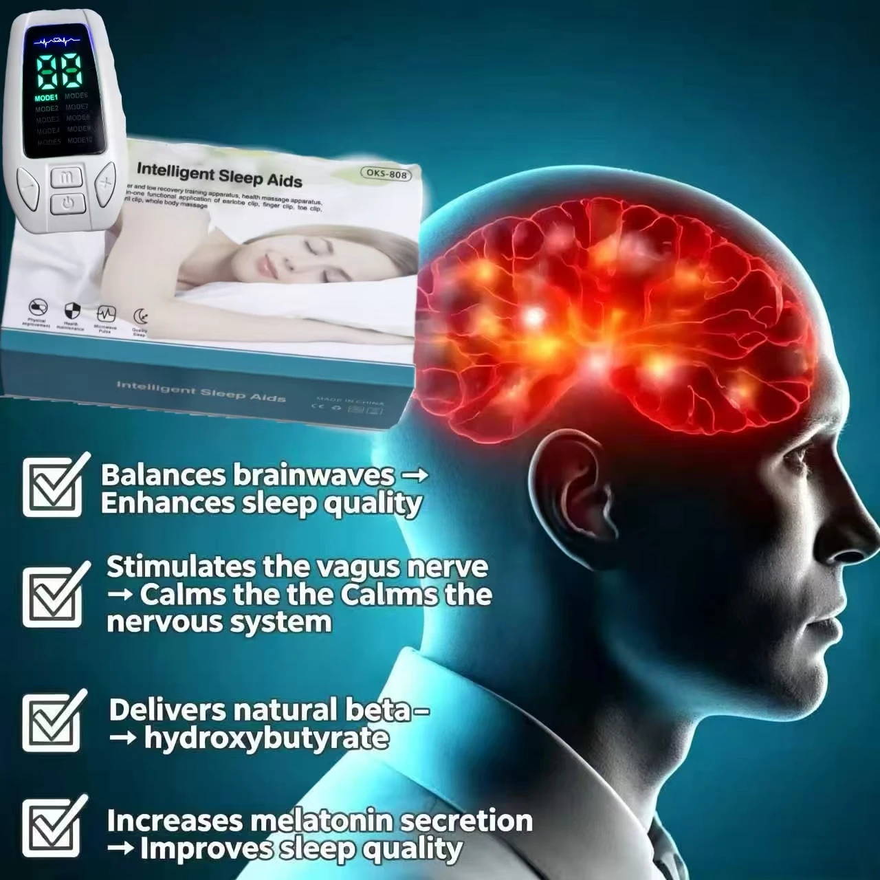 Vagus Nerve Ear Clip Electrode, Transcutaneous Auricular Stimulator Accessory for Anxiety Panic Attacks Management and Insomnia