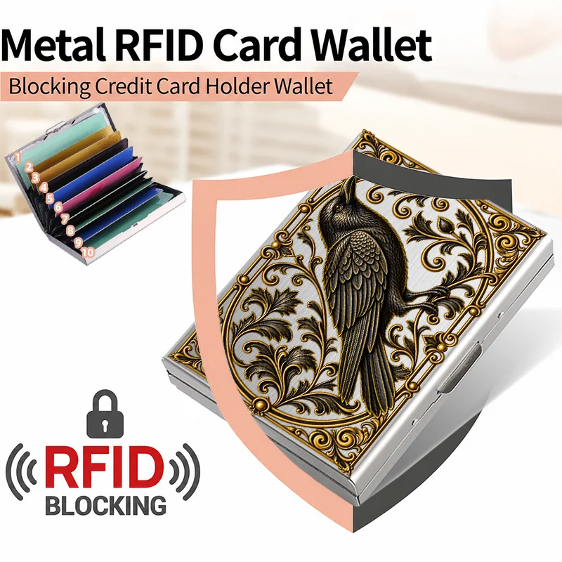 Animal patterns Credit Card Case Wallet Men Women Slim Wallet Stainless Steel Card Holder 10 Card Slots Gift Can Customization