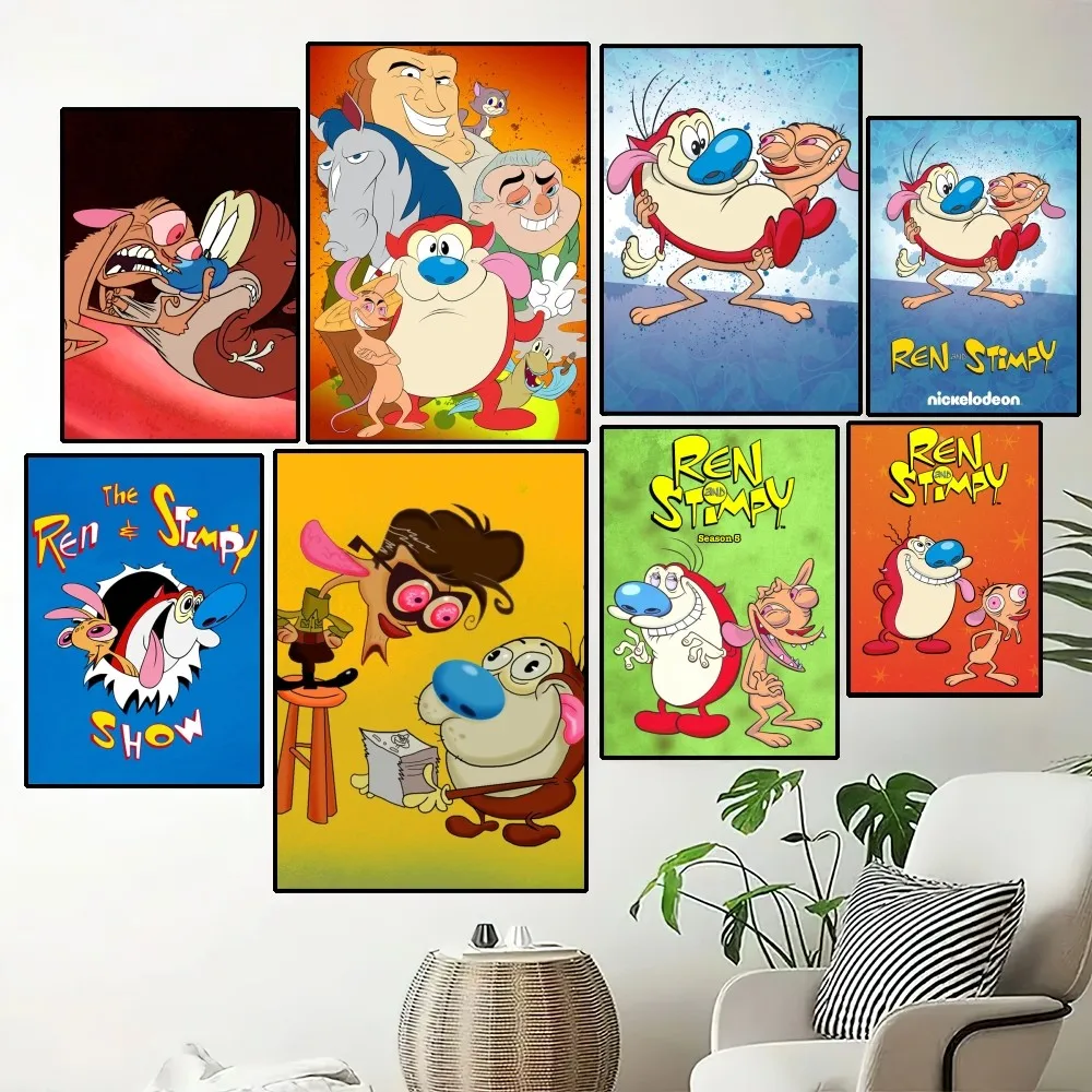 Ren and stimpy Cartoon Poster Painting Wall Pictures For Living Room Decor Sticker