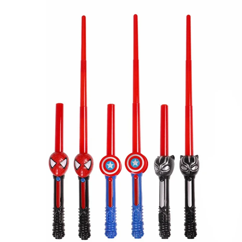 أنيمي الرجل العنكبوت الرجل الحديدي كابتن أمريكا يتحدث ضوء السيف دمية لعبة مجسمة تلسكوبي مصباح ليد صابر لعبة أطفال هدية #2