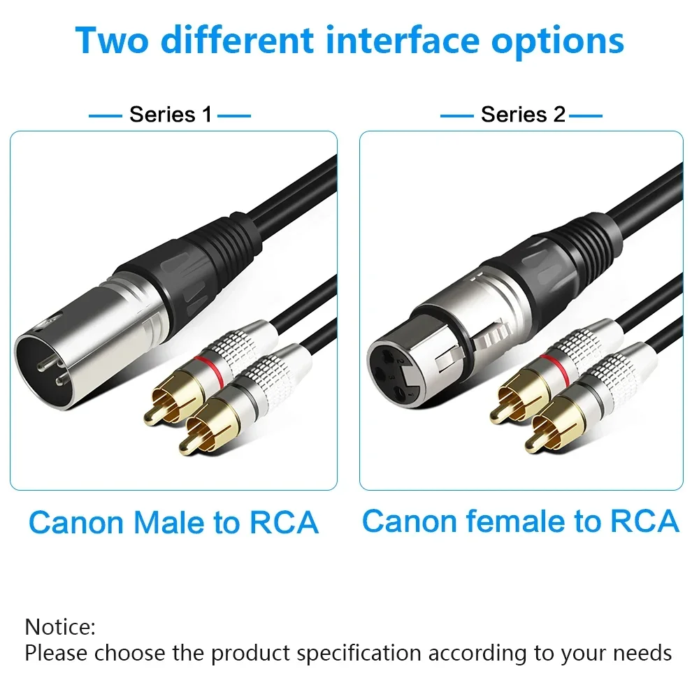 FSU เสียง 2RCA สายชาย XLR 3 พินชายหญิง CANNON เครื่องขยายเสียงผสมปลั๊ก AV สาย Dual XLR ถึง Dual สาย RCA 1.5 M/3 M/5 M