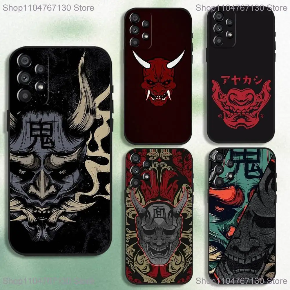 

Japanese Ghost Mask Phone Case For Samsung Galaxy A20,A21s,A22,A31,A32,A52,A53,A72,73,A80 Soft Black Cover