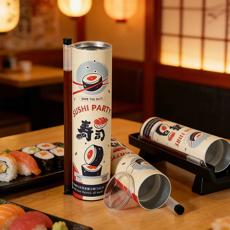 1/4/10pcs Sushi Push Box Wich Sauce Straw Food Grade Sushi Mold Cone Push Up Paper Bucket Package Paper Box Bento Accessories